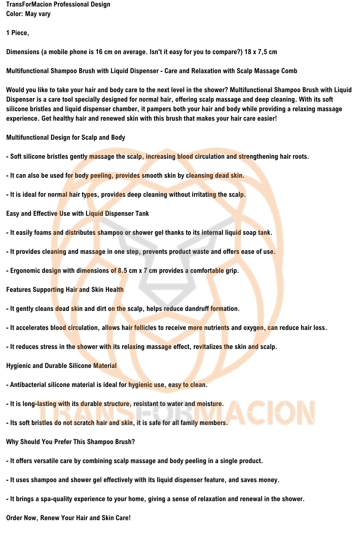 Şampuan Hazneli Silikon Saç Yıkama Peeling ve Masaj Fırçası 