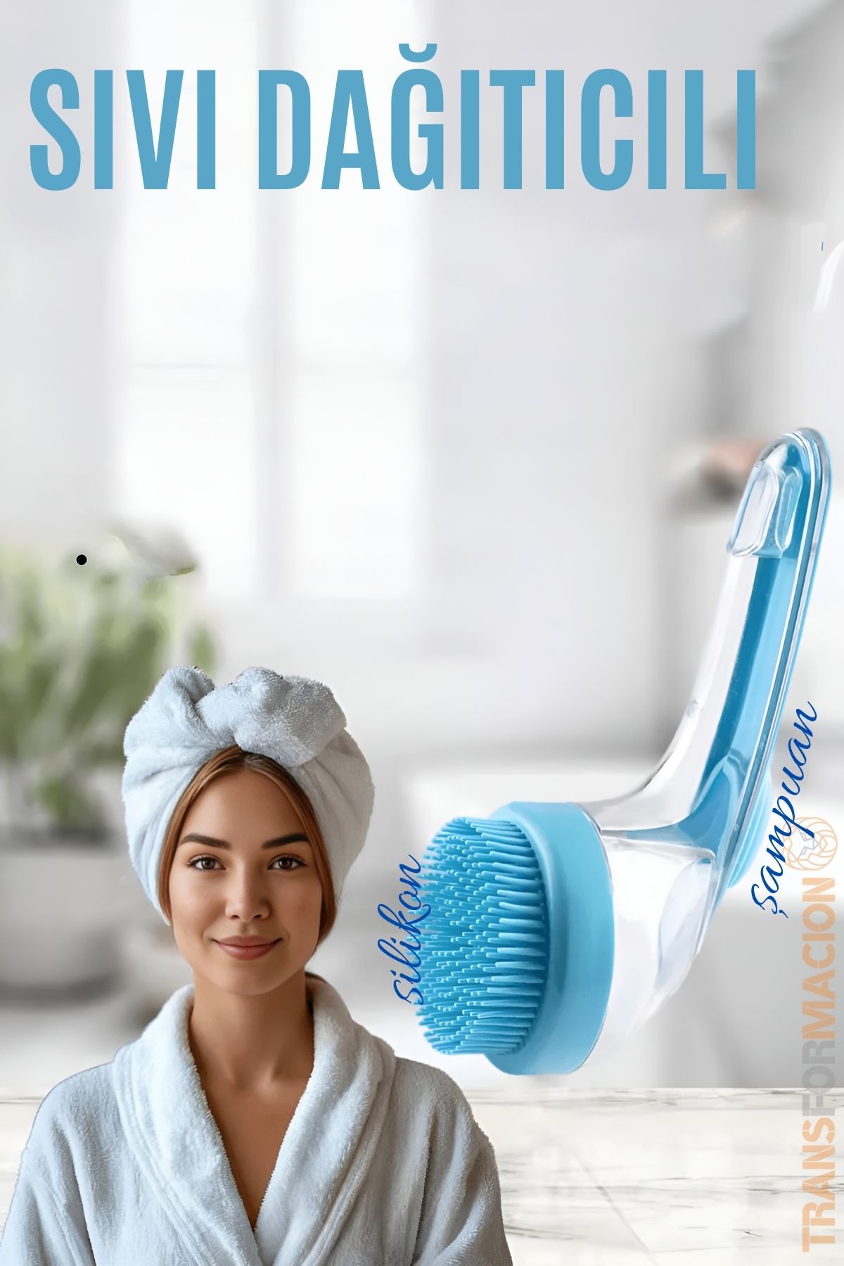 Şampuan Hazneli Silikon Saç Yıkama Peeling ve Masaj Fırçası 