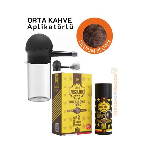TransForMacion Aplikatörlü Saç Dolgunlaştırıcı Fiber Topik Toz ORTA TON KAHVERENGİ 721500