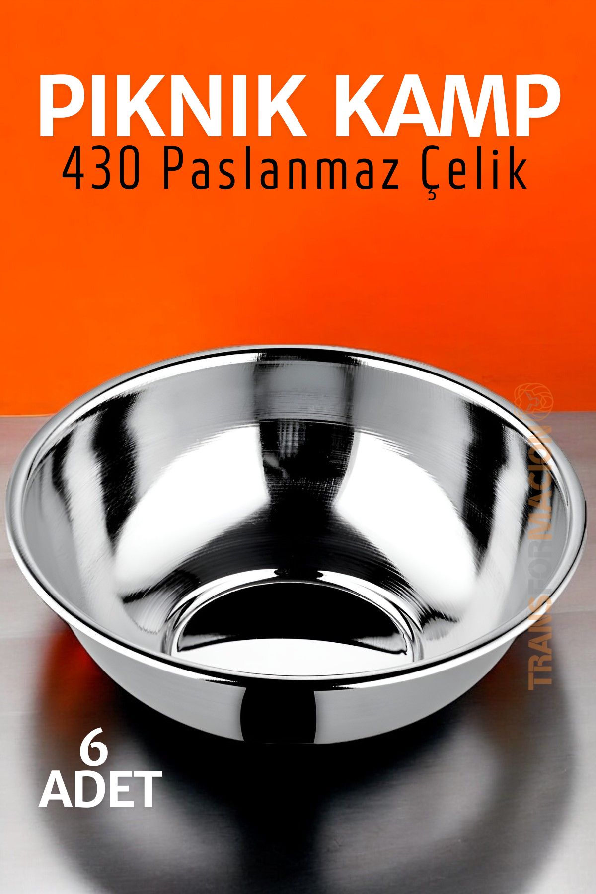 Paslanmaz Çelik Yemek Tası Çorba Kasesi Kamp Piknik Tabağı 6 ADET 721503