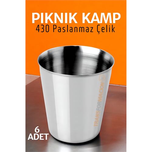 TransForMacion Paslanmaz Çelik Bardak Seti Kamp Piknik Bardağı 6 adet  721504