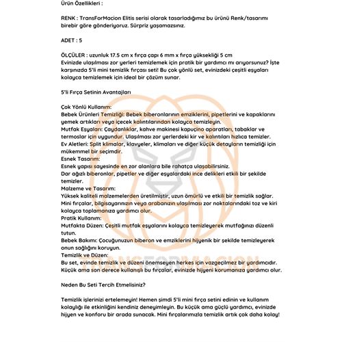 ModaCar Mikro Fırça Klima Biberon Pipet Fırçası 5 Adet  