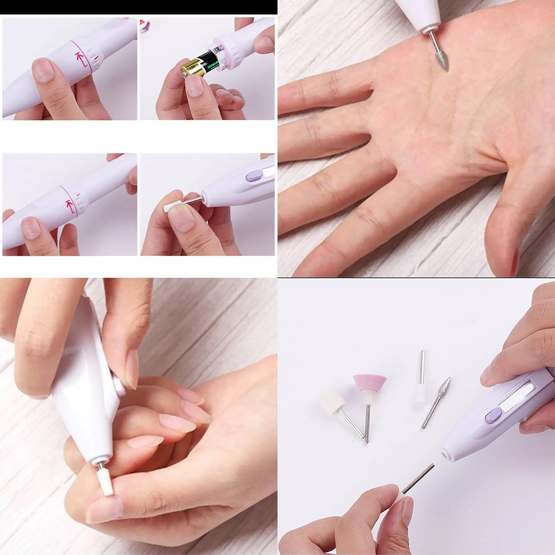 Profesyonel 5 Başlıklı Pilli Manikür Pedikür Seti - Güçlü Motorlu Tırnak Törpü ve Parlatıcı Bakım Kiti 