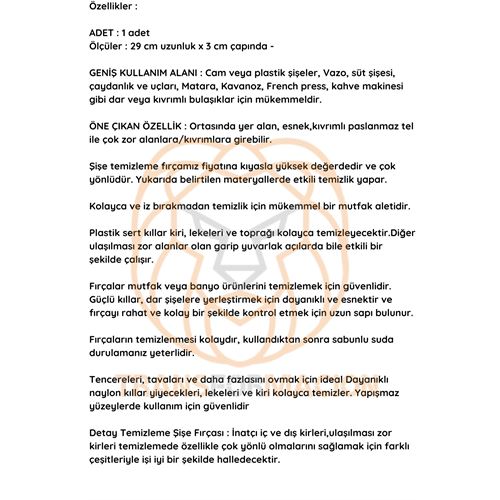 ModaCar Kavanoz Temizleme Fırçası Şişe Biberon Dar BölgeTemizleyici Fırça 