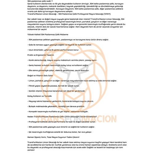 Transformacion Limon Sıkacağı 304 Paslanmaz Çelik Meyve Sıkacağı  Profesyonel 721517