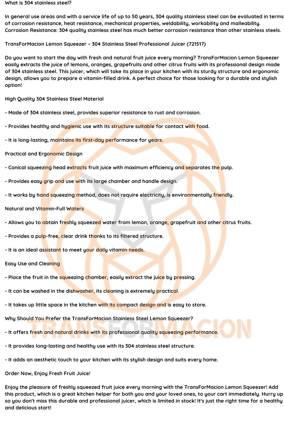 Limon Sıkacağı 304 Paslanmaz Çelik Meyve Sıkacağı  Profesyonel 721517