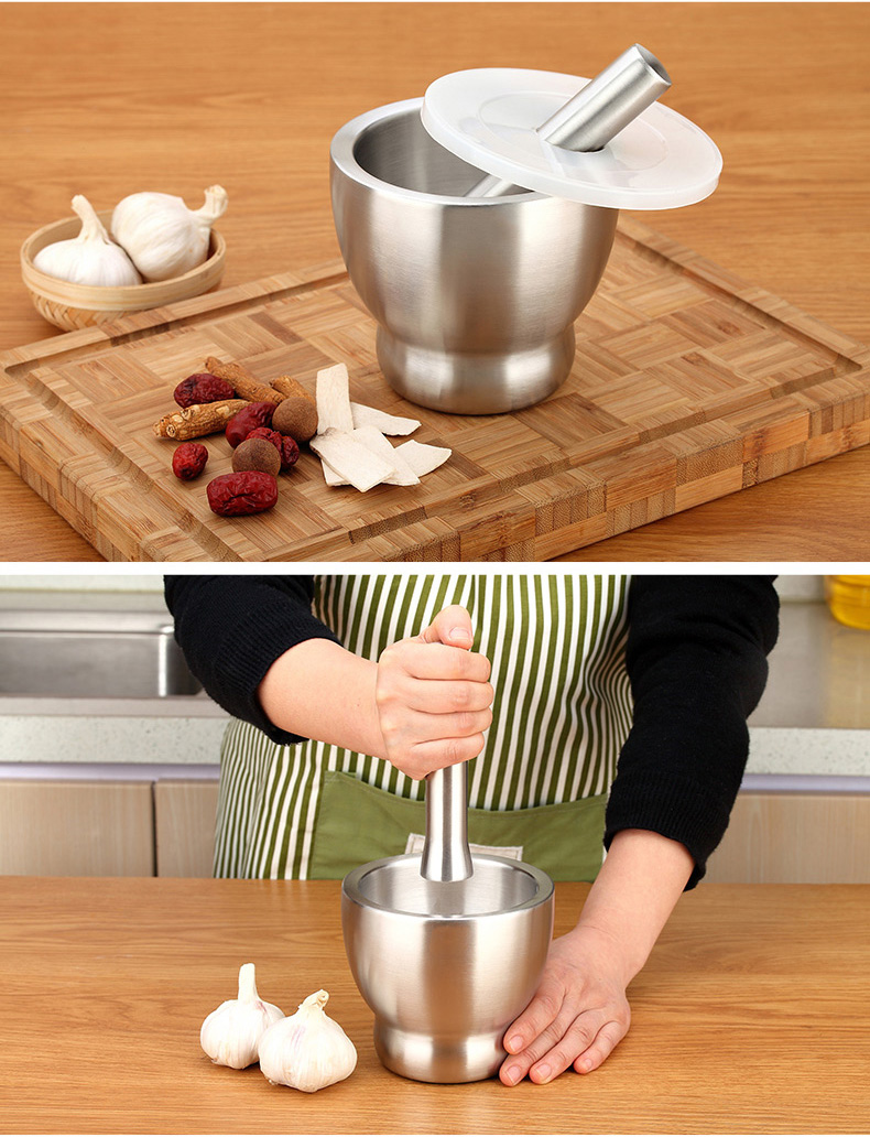 TransForMacion Sarımsak Ezici Sarımsak Havanı 304 Paslanmaz Çelik Baharat İlaç Ezici 721519