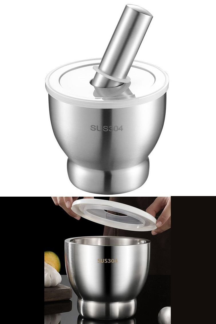 TransForMacion Sarımsak Ezici Sarımsak Havanı 304 Paslanmaz Çelik Baharat İlaç Ezici 721519