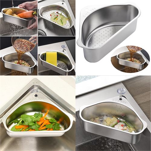 ModaCar Inox Lavabo Köşe Süzgeci Organizer 304 Paslanmaz Çelik  