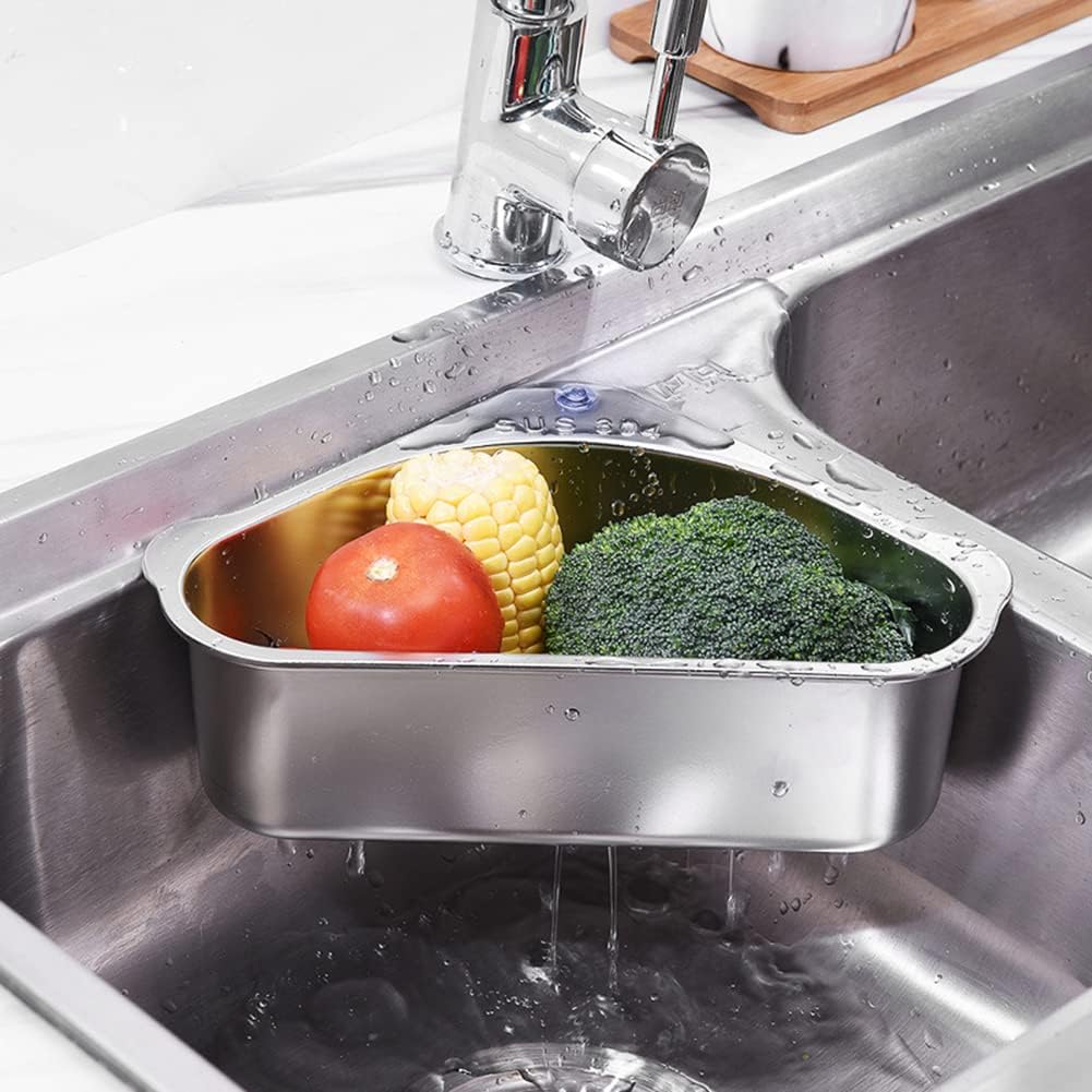 Inox Lavabo Köşe Süzgeci Organizer 304 Paslanmaz Çelik  