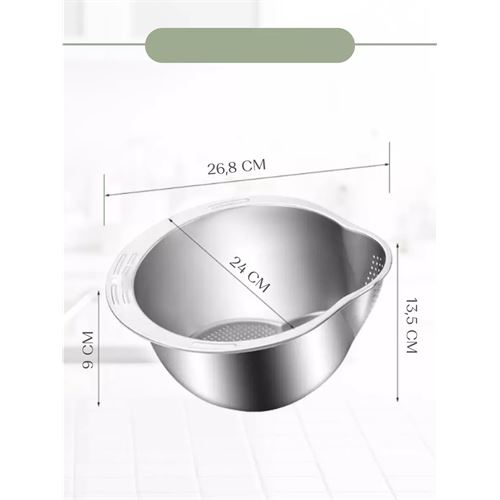 TransForMacion Inox Süzgeç Pirinç Makarna Salata Süzgeci 304 Paslanmaz Çelik 2 ADET 721521