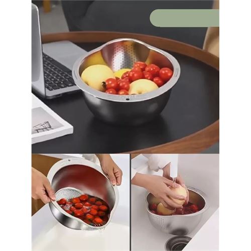 TransForMacion Inox Süzgeç Pirinç Makarna Salata Süzgeci 304 Paslanmaz Çelik 2 ADET 721521