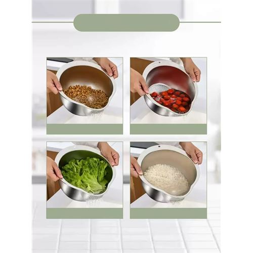 TransForMacion Inox Süzgeç Pirinç Makarna Salata Süzgeci 304 Paslanmaz Çelik 2 ADET 721521