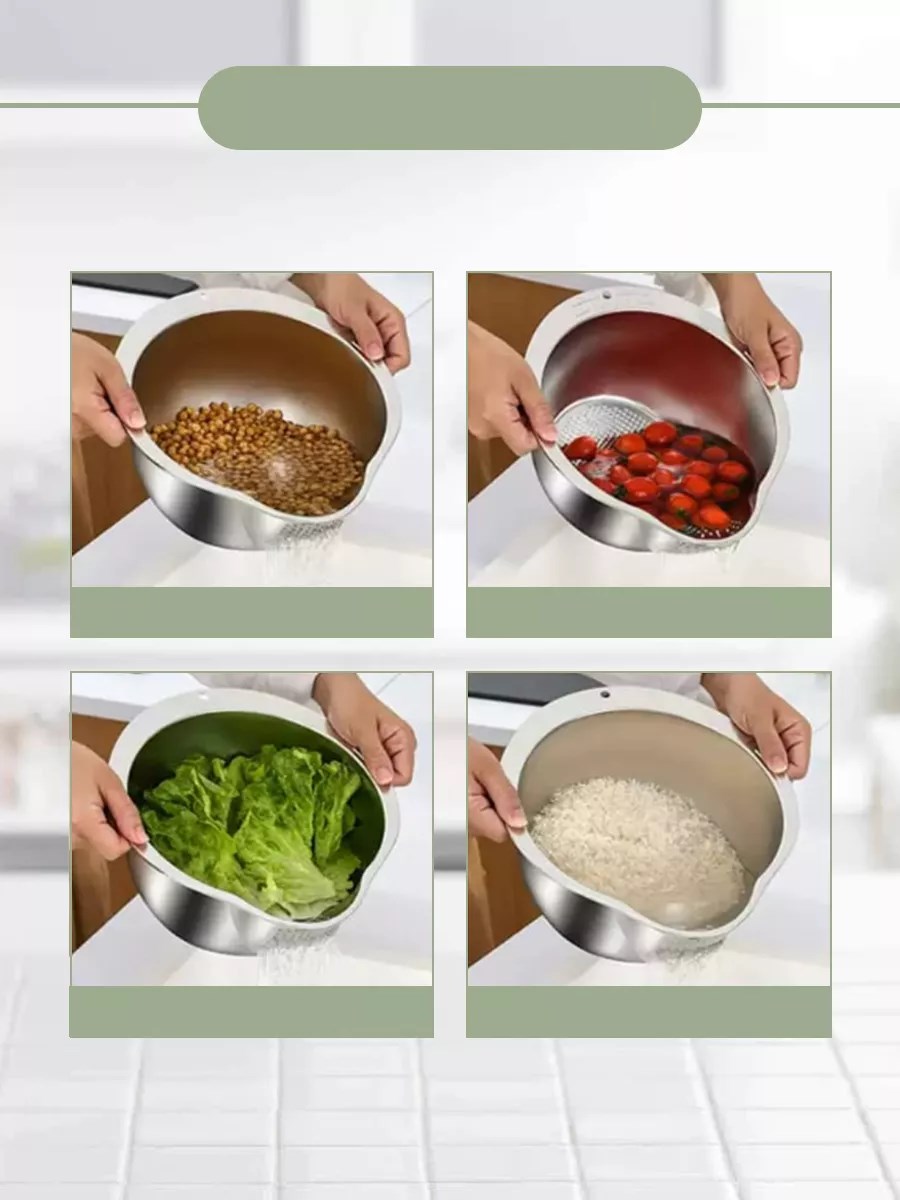 Inox Süzgeç Pirinç Makarna Salata Süzgeci 304 Paslanmaz Çelik 2 ADET  