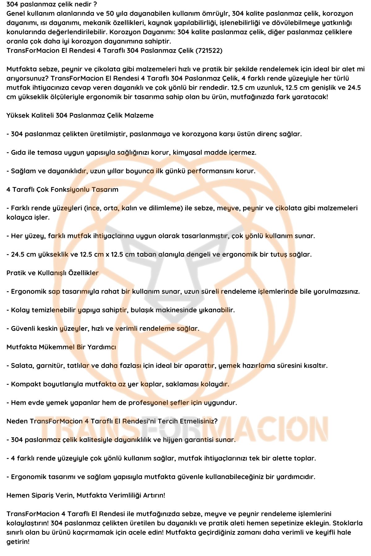 El Rendesi 4 Taraflı 304 Paslanmaz Çelik 721522