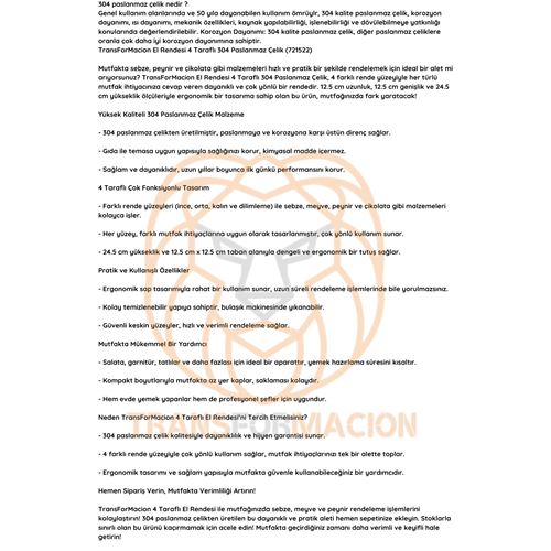  ModaCarEl Rendesi 4 Taraflı 304 Paslanmaz Çelik  