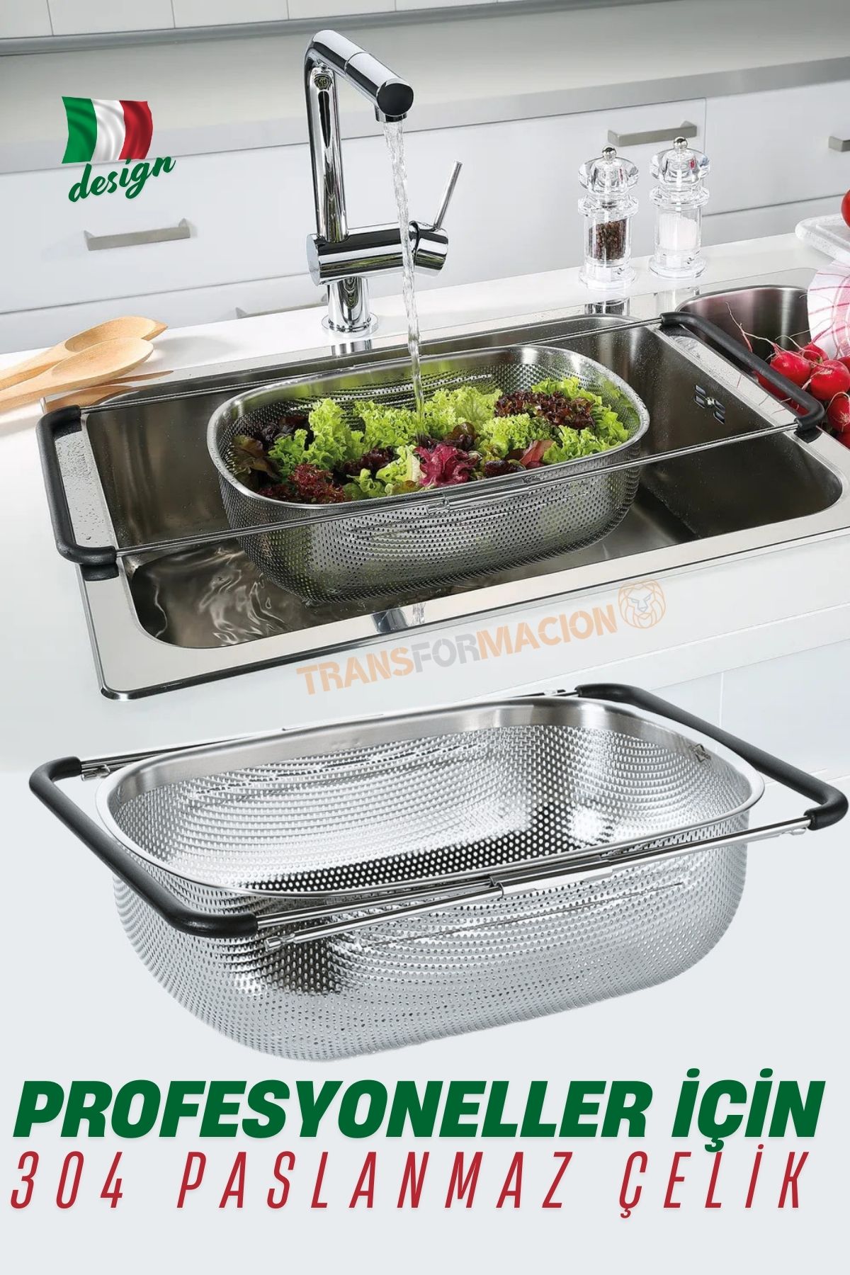 TransForMacion Lavabo Süzgeci Ayarlanabilir Kevgir 304 Paslanmaz Çelik 721523