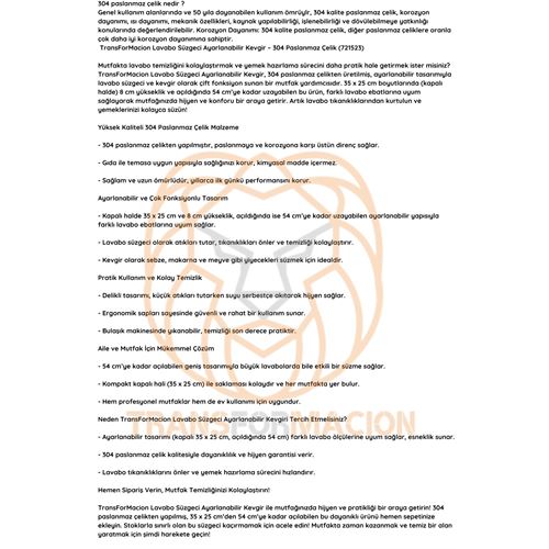 ModaCar Lavabo Süzgeci Ayarlanabilir Kevgir 304 Paslanmaz Çelik  