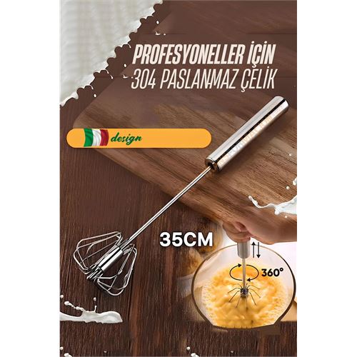 TransForMacion Dönerli Çırpıcı 304 Paslanmaz Çelik Yumurta Çırpıcı 721524