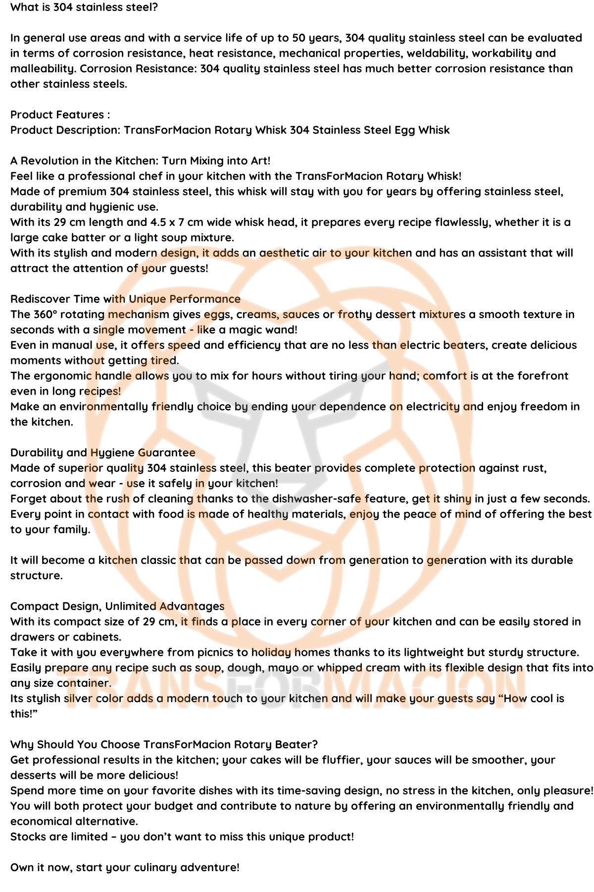 Dönerli Çırpıcı 304 Paslanmaz Çelik Yumurta Çırpıcı 721524