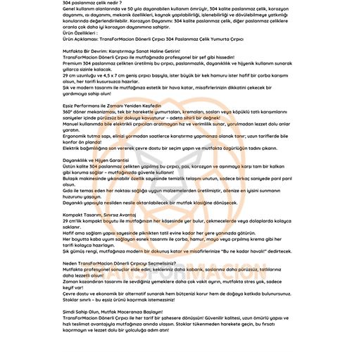 TransForMacion Dönerli Çırpıcı 304 Paslanmaz Çelik Yumurta Çırpıcı  