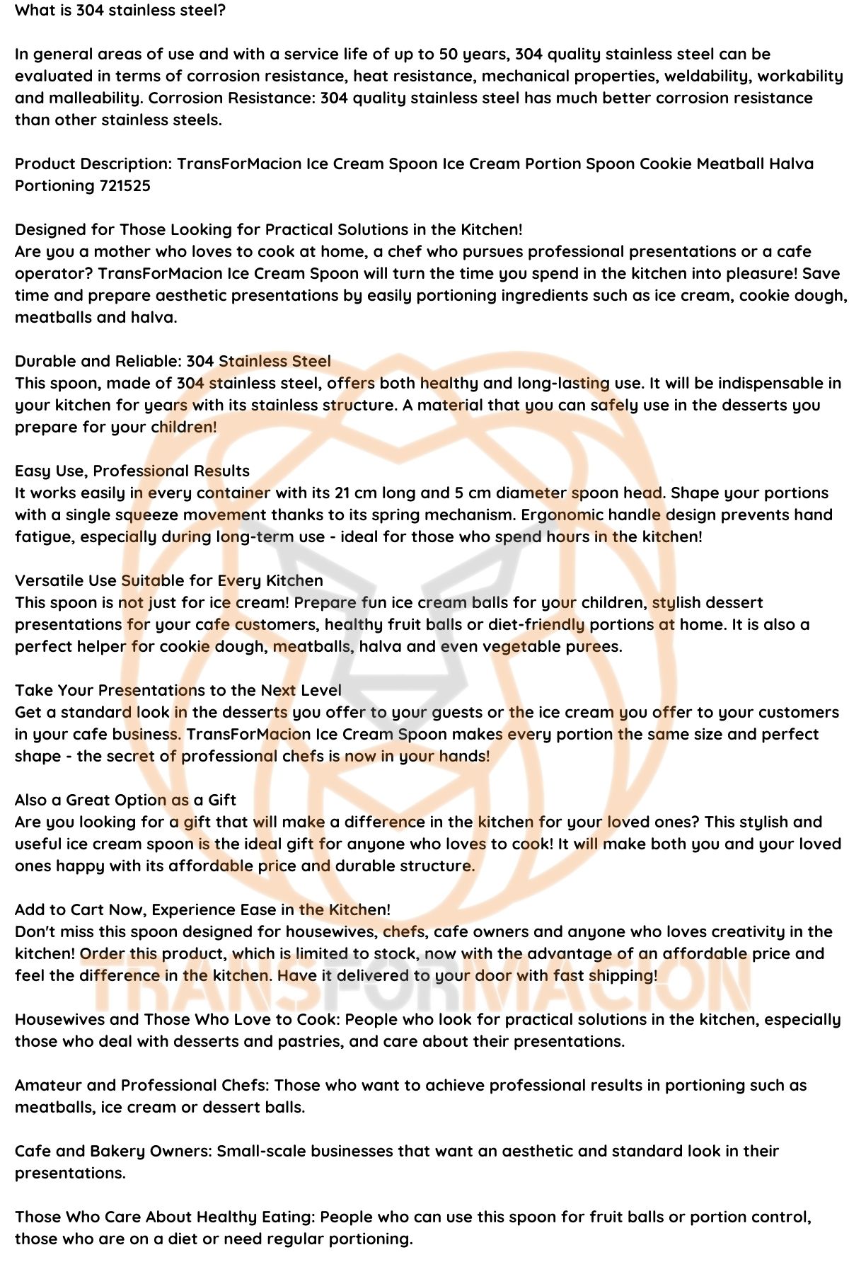 ModaCar Dondurma Kaşığı Dondurma Porsiyo Kaşığı Kurabiye Köfte Helva Porsiyonlama  