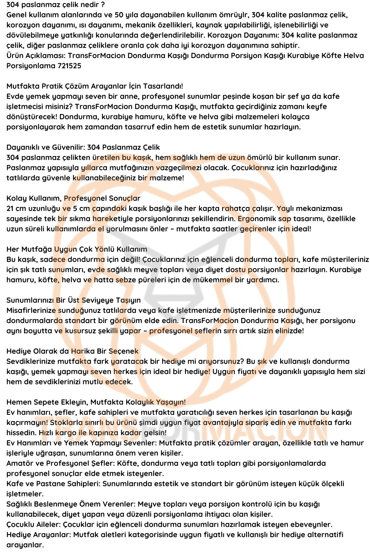 ModaCar Dondurma Kaşığı Dondurma Porsiyo Kaşığı Kurabiye Köfte Helva Porsiyonlama  