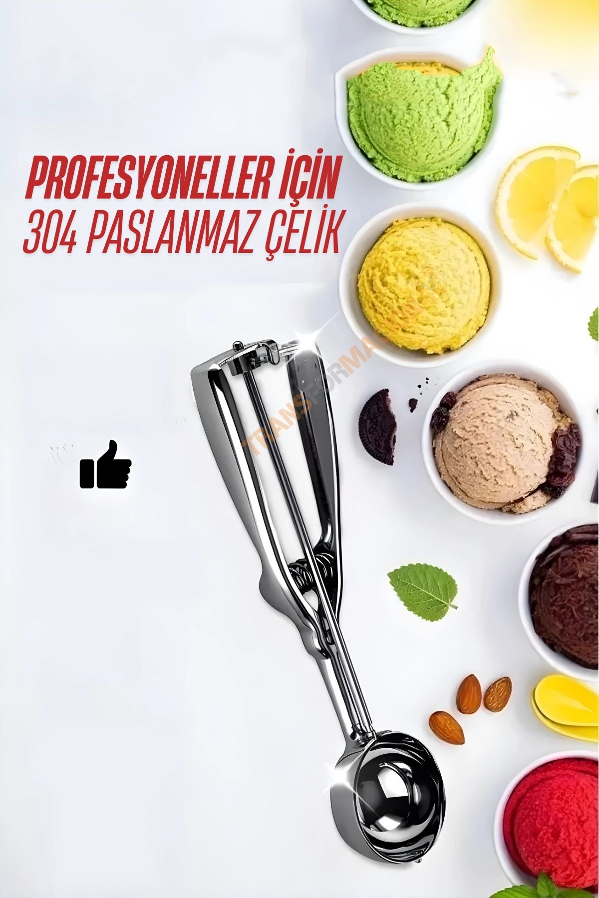 ModaCar Dondurma Kaşığı Dondurma Porsiyo Kaşığı Kurabiye Köfte Helva Porsiyonlama  