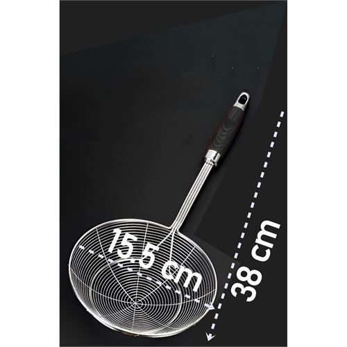 TransForMacion Ahşap Saplı Kevgir Süzgeç 304 Paslanmaz Çelik 15.5 cm 721530