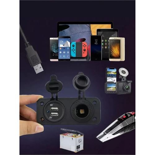 ModaCar USB + 12-24 Volt Çakmak Giriş Soket Tekne Oto Kamyonet Soketi Marine Tip Soket 7 