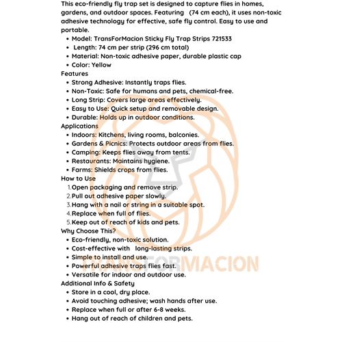 TransForMacion Yapışkanlı Sinek Şeridi Sinek Kapanı 4 ADET 721533