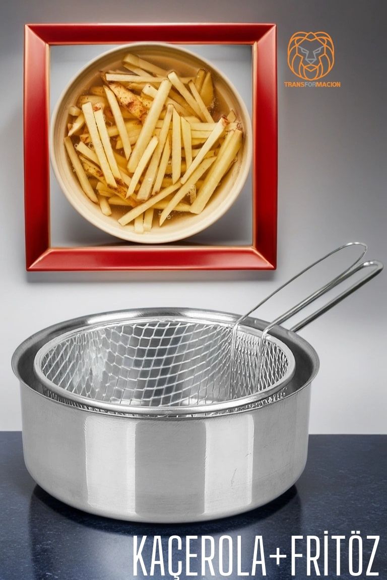  Fritözlü Kaçerola Multi Kullanım Çelik 20 CM 