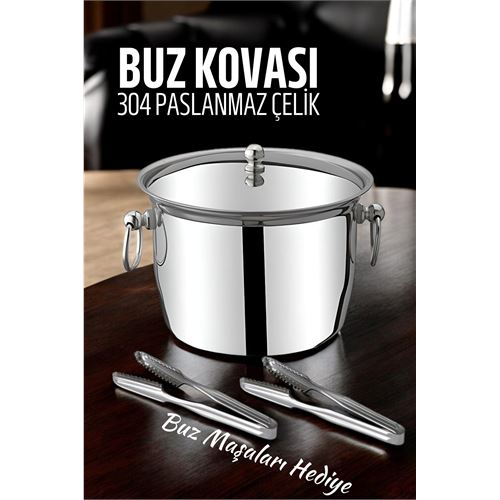 TransForMacion Buz Kovası 304 Paslanmaz Çelik ve Buz Maşası Seti Buz Termosu 721563