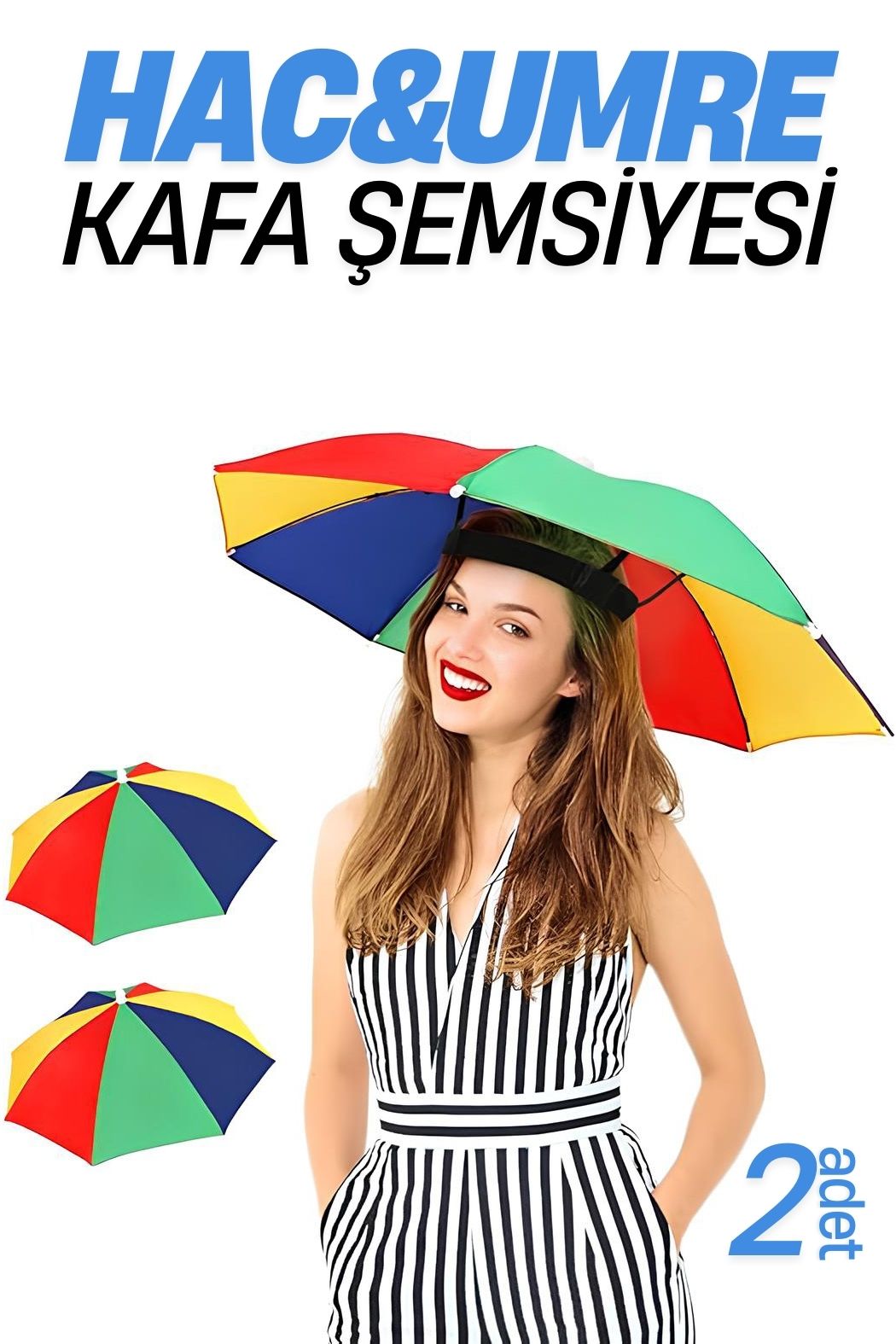 Hac Umre Kafa Şemsiyesi Güneş Koruma Şemsiyesi 2 adet 716265