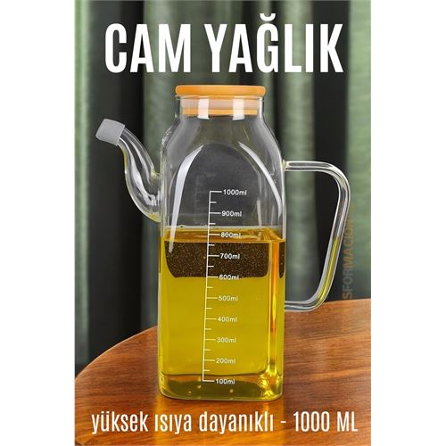 TransForMacion Yağ Sirke Şişesi Yağlık Borosilikat Cam 1000 ML 721572  
