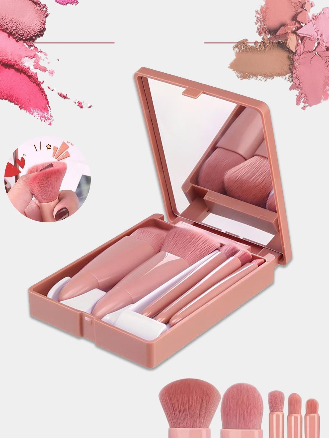 Makyaj Fırça Kiti Aynalı ve Kutulu Profesyonel Makyaj Kiti  721577