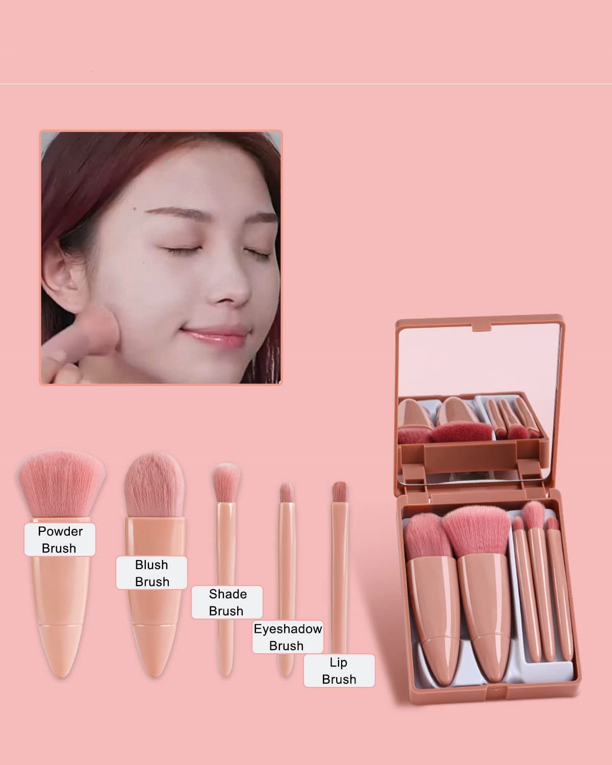 Makyaj Fırça Kiti Aynalı ve Kutulu Profesyonel Makyaj Kiti  721577