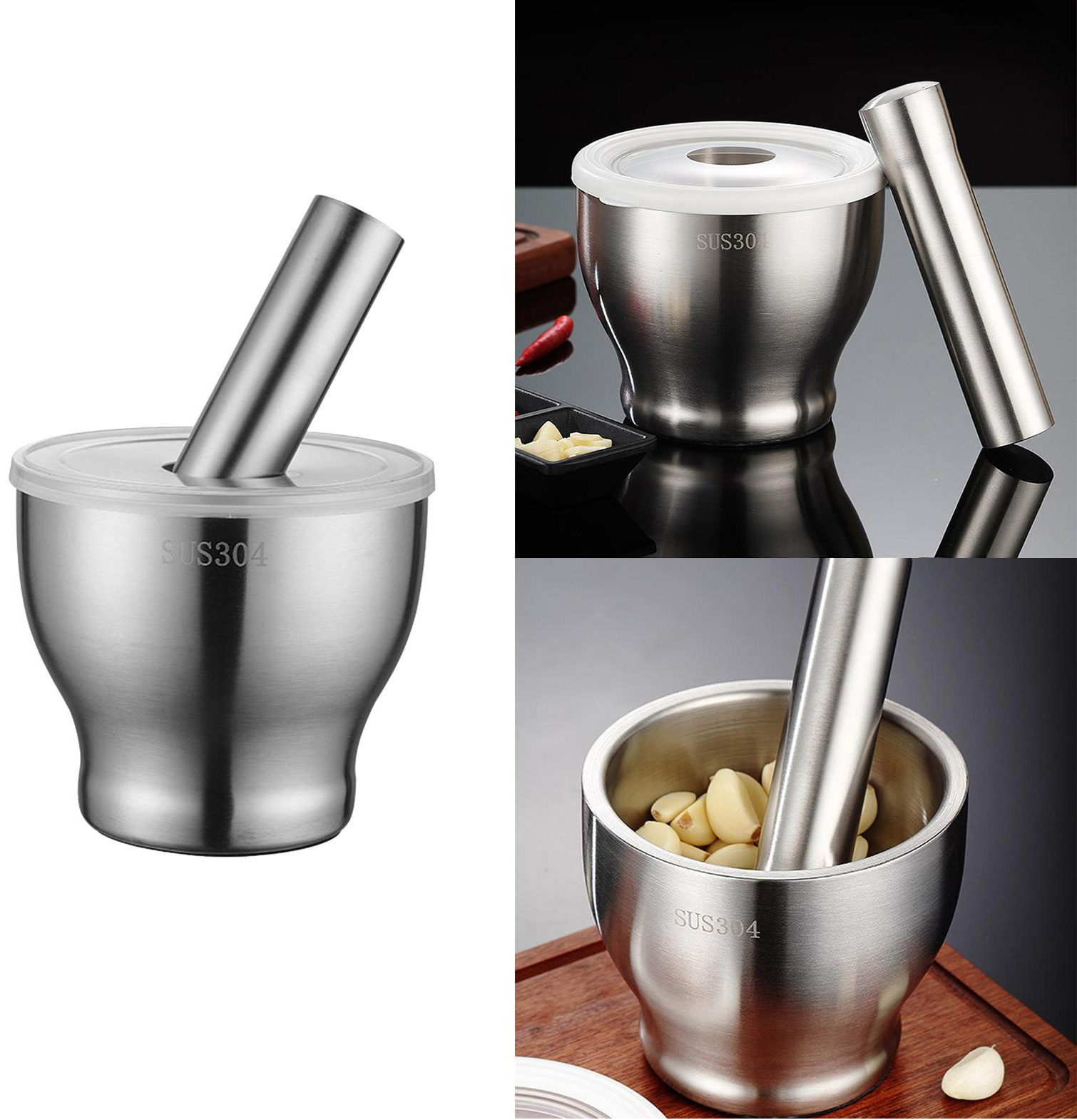 TransForMacion XL 13 CM Sarımsak Ezici Sarımsak Havanı 304 Paslanmaz Çelik 721581