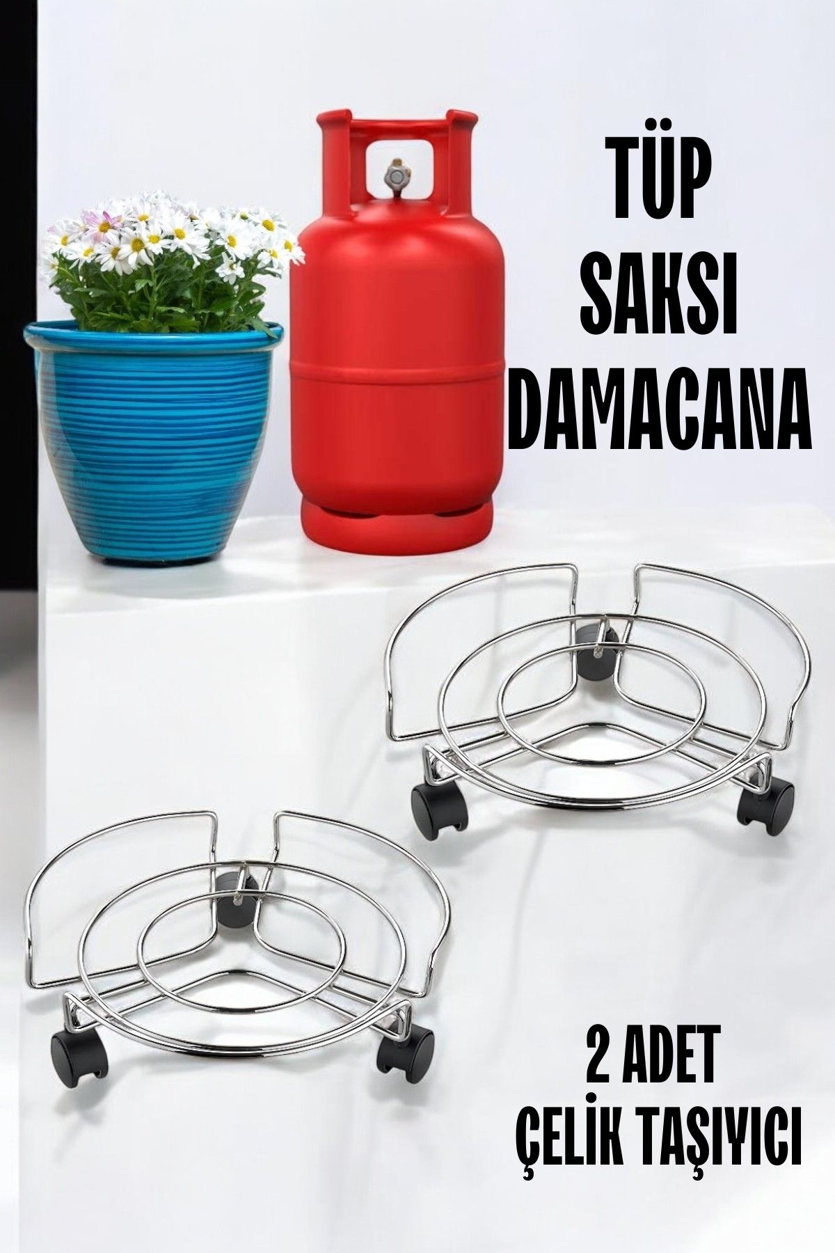 Saksı Tüp Damacana Altlığı Tekerlekli Taşıyıcı 2 ADET 