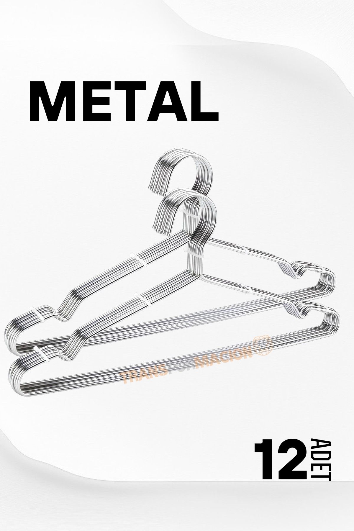 Metal Elbise Askısı Ekonomik 12 Adet Askı Seti 