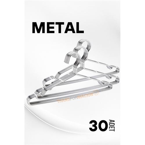 Modacar Metal Elbise Askısı Ekonomik 30 Adet Askı Seti 