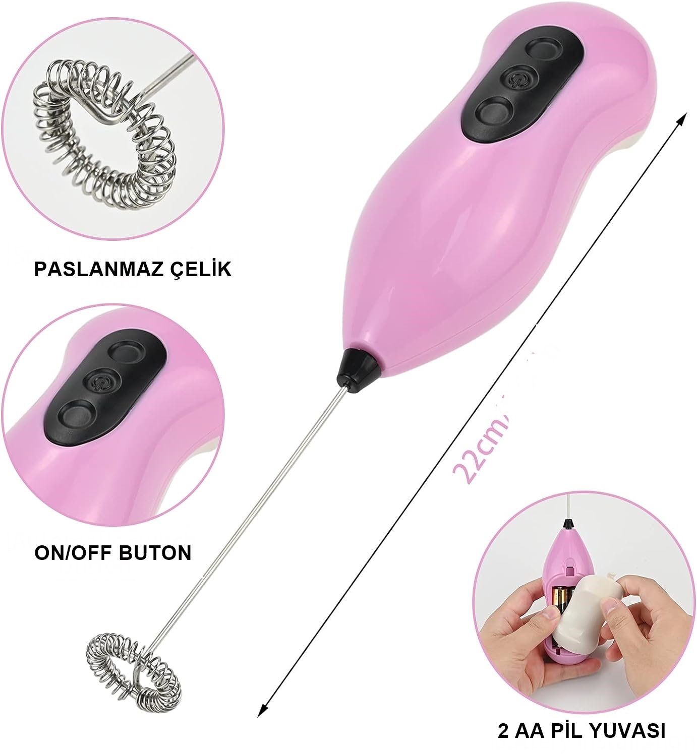 Süt Köpürtücü Kahve Karıştırıcı Mini Pilli Mixer Çırpıcı 720459