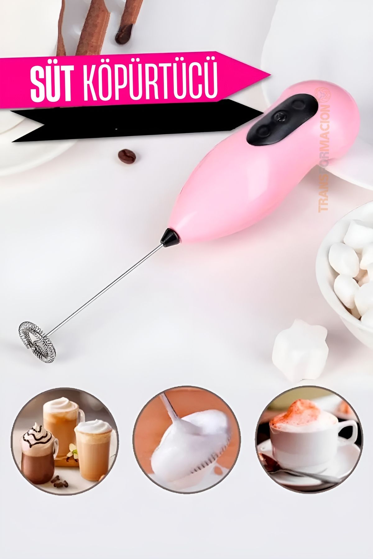 Süt Köpürtücü Kahve Karıştırıcı Mini Pilli Mixer Çırpıcı 720459