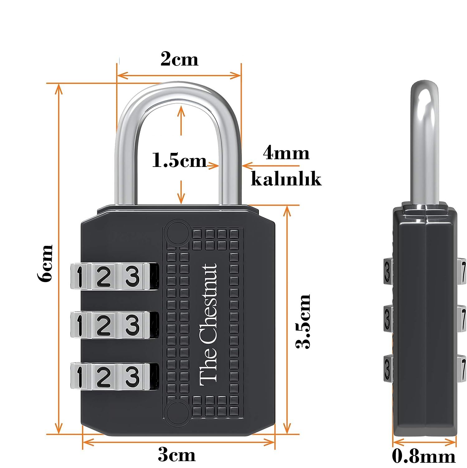 Şifreli Asma Kilit 3 Kademe 35 mm 721590