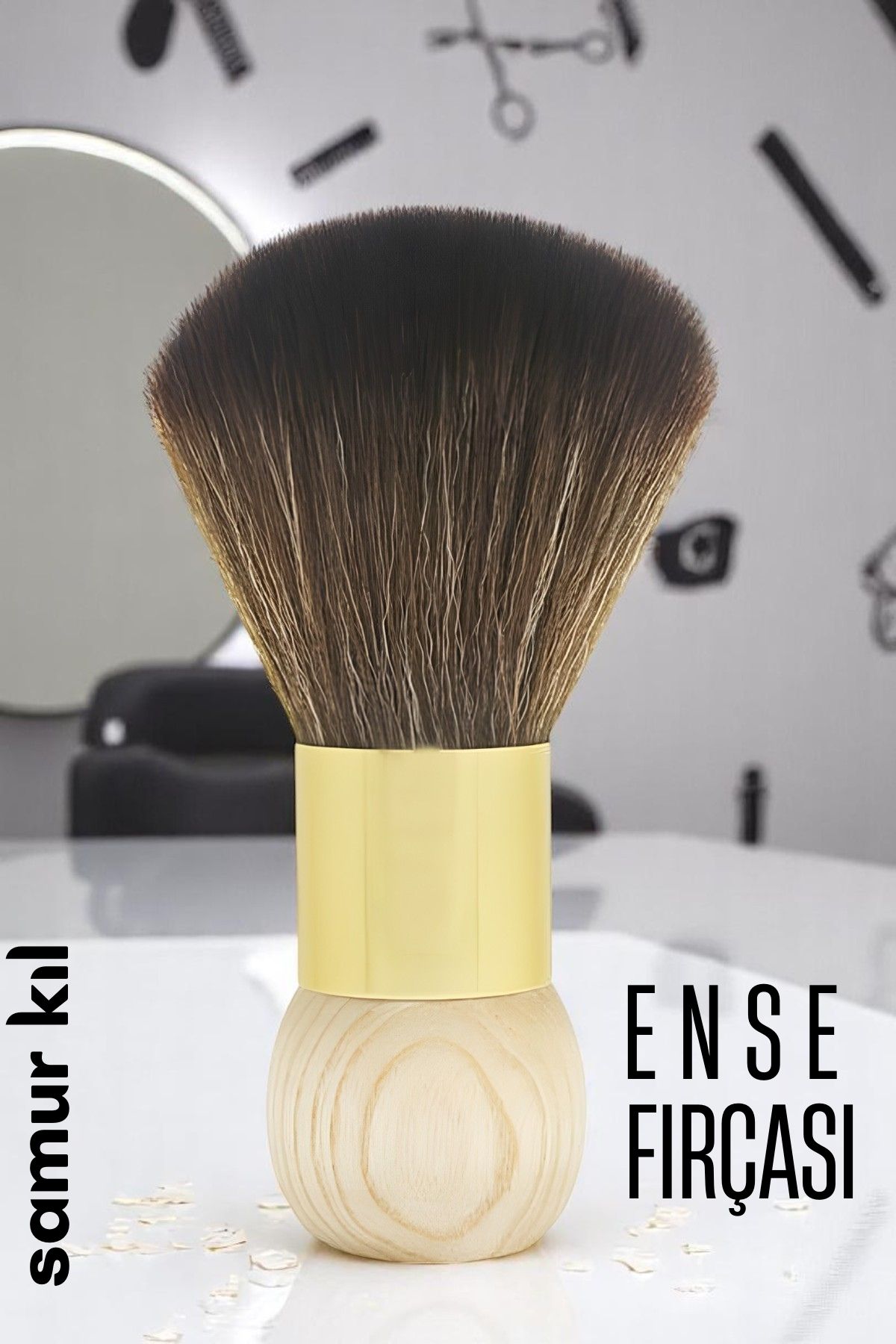 Samur Berber Ense Fırçası Saç Temizleme Fırçası - Berber Temizlik Fırçası- Kuaför Berber Malzemesi 721600