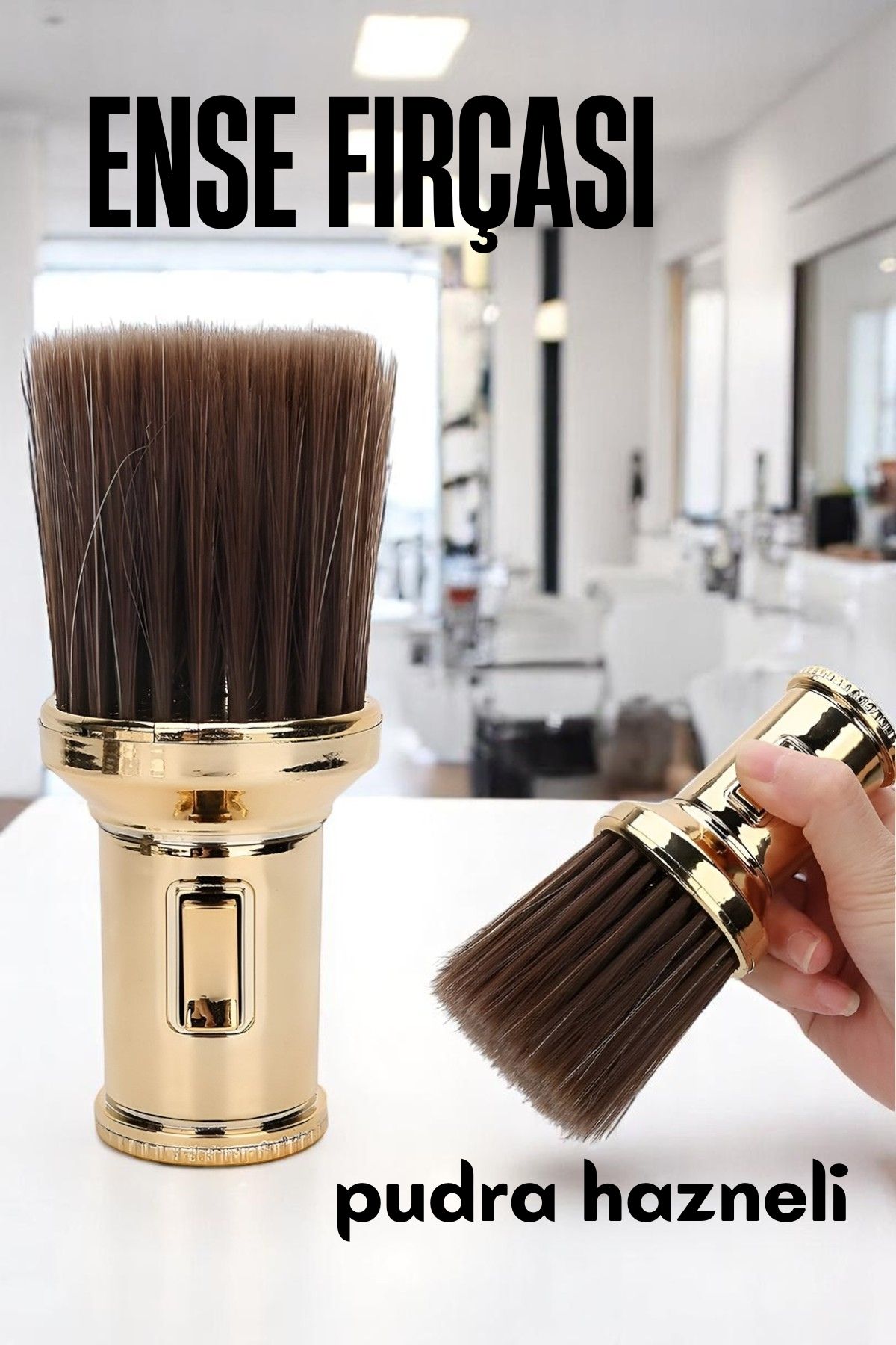 Pudra Hazneli Ense Fırçası Saç Temizleme Fırçası - Berber Temizlik Fırçası- Kuaför Berber Malzemesi 721601