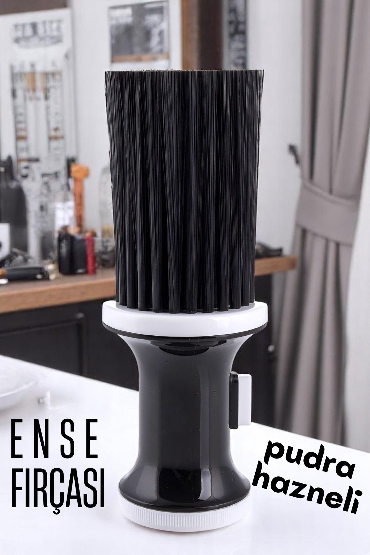 Pudra Hazneli Ense Fırçası Saç Temizleme Fırçası - Berber Temizlik Fırçası- Kuaför Berber Malzemesi 721603