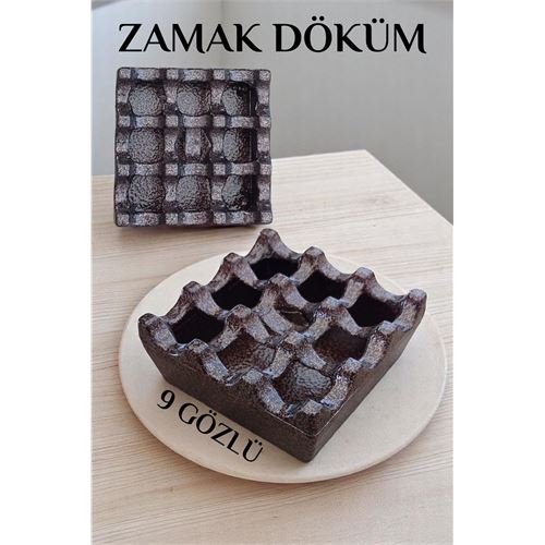 Transformacion Kapaklı Zamak Döküm Kare Küllük Metal Kül Tablası - Kafe Küllüğü KAHVE 721607