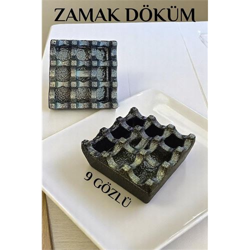 Transformacion Kapaklı Zamak Döküm Kare Küllük Metal Kül Tablası - Kafe Küllüğü SARI-KAHVE  721608