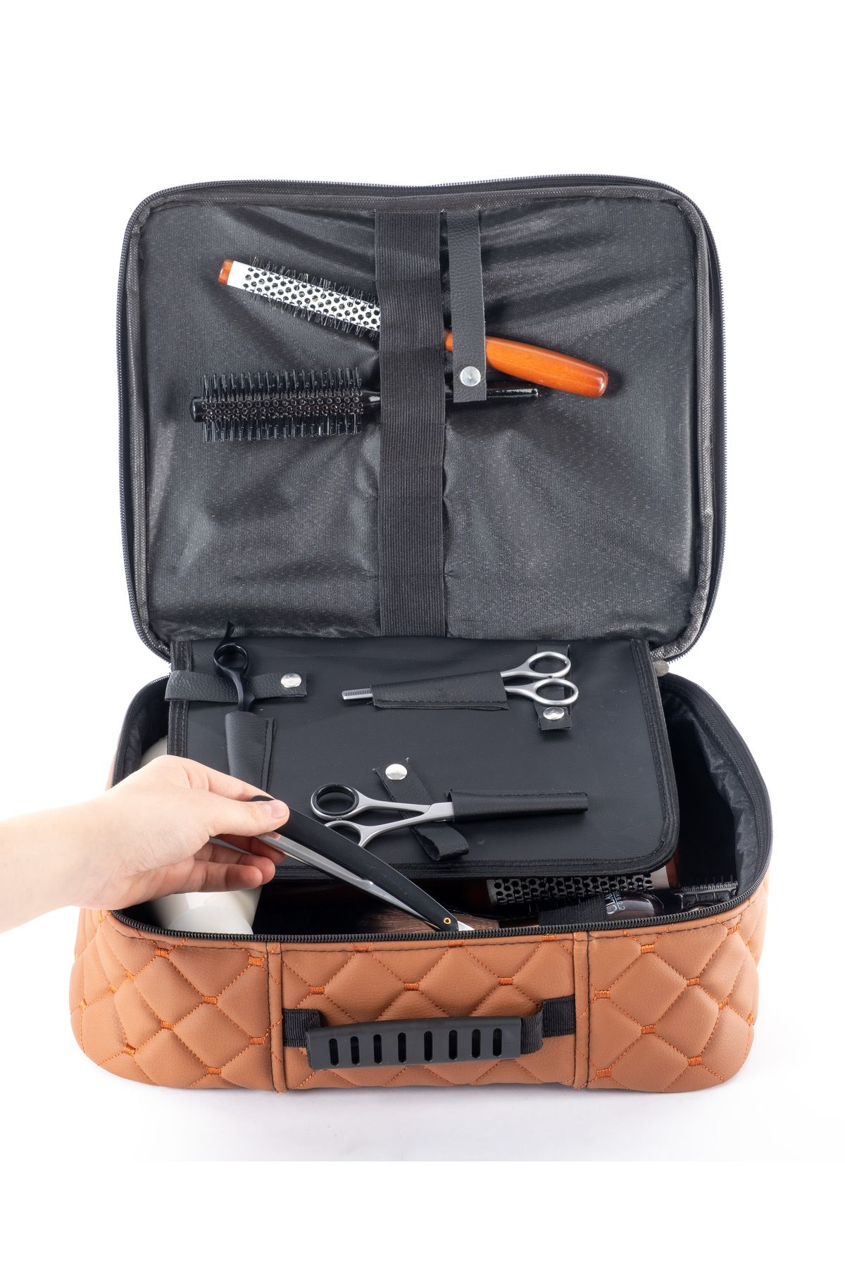 Kuaför Çantası Kapitone Deri Berber Çantası Makyöz Ekipman Çantası TABA 721609